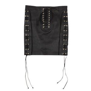 UNRAVEL PROJECT Black Leather Corset Detail Mini Skirt Size 4/40 $1540